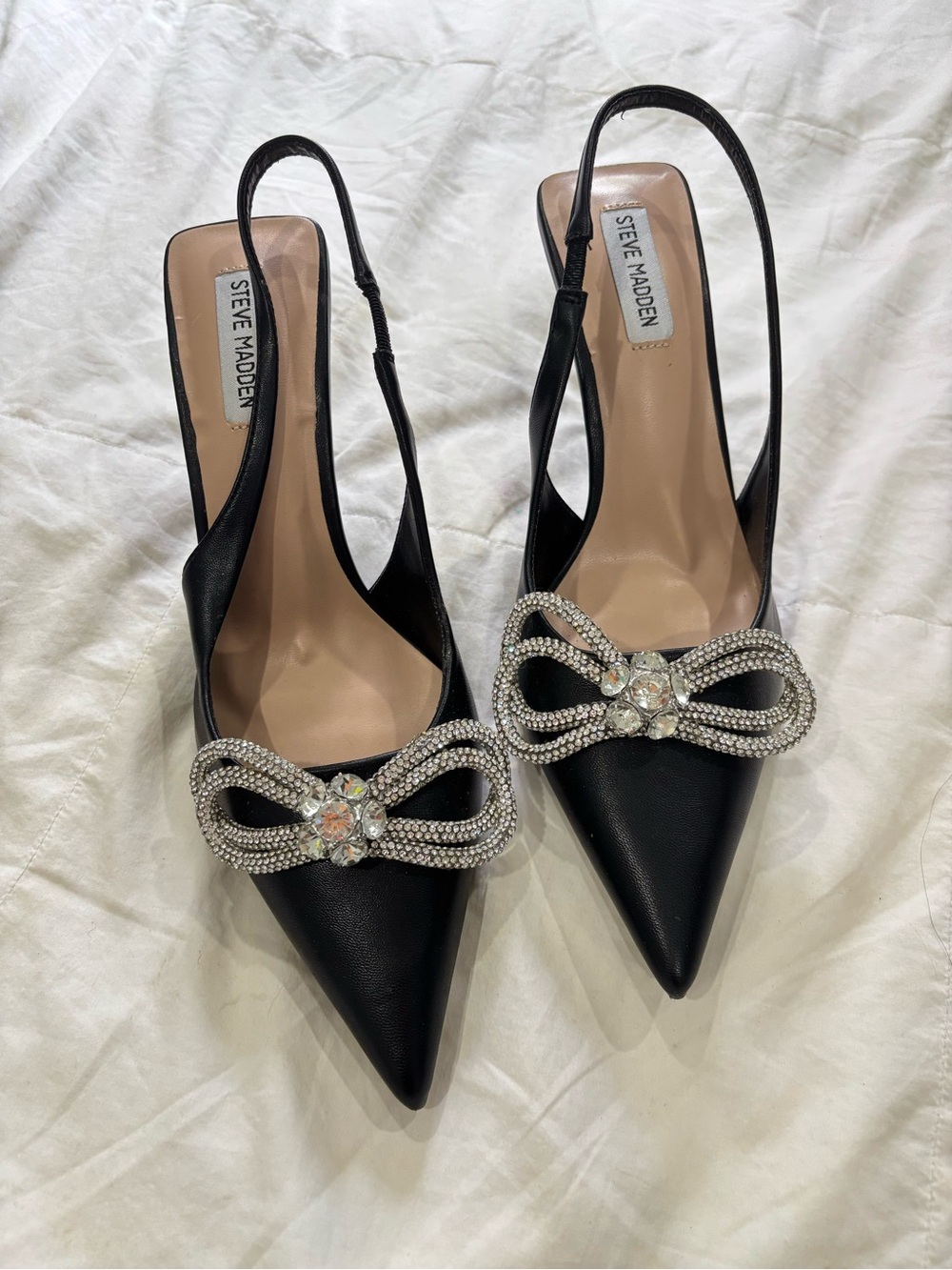 Steve Madden Slingback Heels with Crystal Bow
